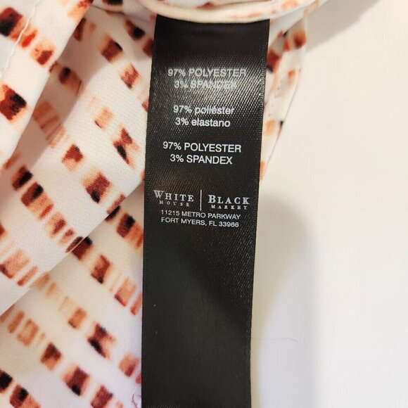 White House Black Market Drape Front Sleeveless Blouse Size 0 Red Cream Stretch - Picture 7 of 10